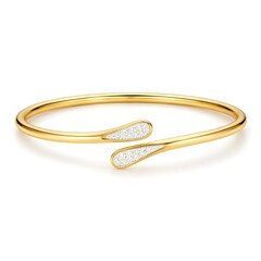 Naklejka premium Full View Of A Beautiful Gold Bypass Bracelet Perfectly Isolated On Clean White Seamless Background