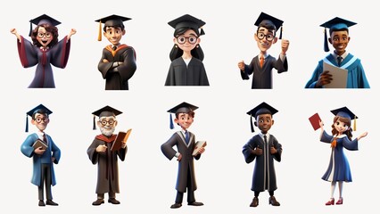3D education graduation character element set