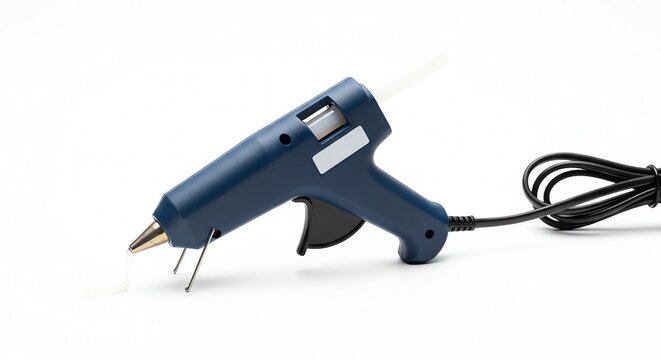 Blue glue gun with transparent background