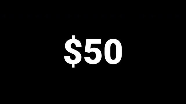 0&ndash;$100 Dollar Counter Animation on Transparent Background