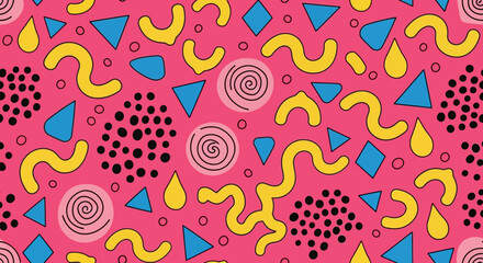 Naklejka premium abstract retro pattern, geometric shapes on pink background