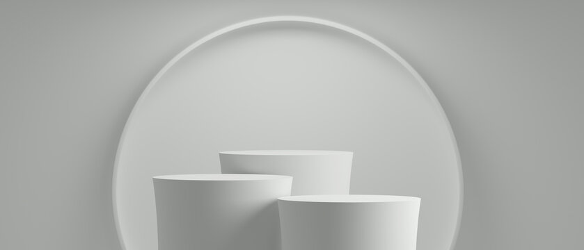 3D podium white background, 3D geometric for product presentation, 3D rendering, illustration