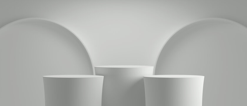 3d minimal background. 3d podium white background for cosmetic, product presentation. 3d rendering illustration.