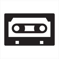 Fototapeta premium cassette tape rewind play silhouette vector illustration on transparent background