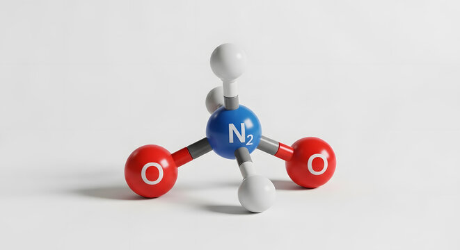 Scientific 3D representation of a nitrogen dioxide molecule structure
