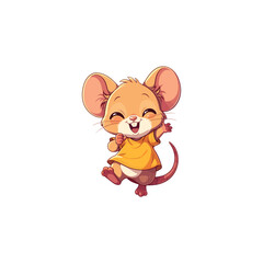 Cute Happy Cartoon Mouse Character logo icon flat vector design