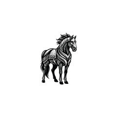 Majestic Decorative Horse Illustration logo icon flat vector design