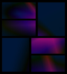 Fototapeta premium Rich navy and violet gradients flow across clean rectangular panels divided by black lines, offering a sleek, moody backdrop for luxury branding, apps, or web headers.