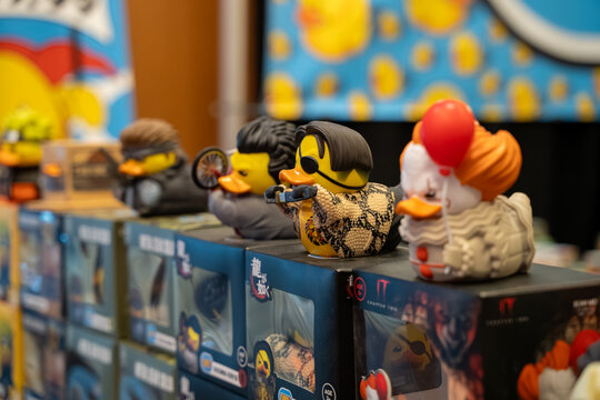 Tubbz collectible duck figures on display at retail store. Toronto, Canada - February 18, 2026.