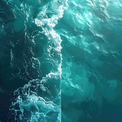 Top-down view of churning ocean water, split into textured sections