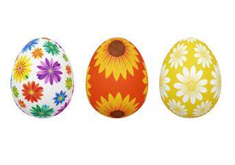 Colorful decorated easter eggs displayed in a row