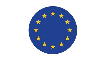 European union flag with twelve golden stars on blue circle