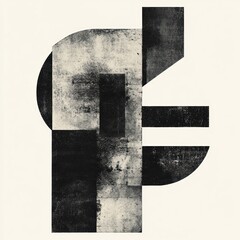 Silkscreen illustration of a brutalistic abstract shape shapes design text.