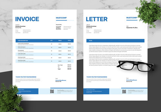 Blue Professional Invoice And Letterhead 