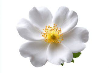 Fototapeta premium Elegant white rose with yellow center on white background