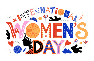 Fototapeta premium INTERNATIONAL WOMEN'S DAY vector illustration isolated on white background