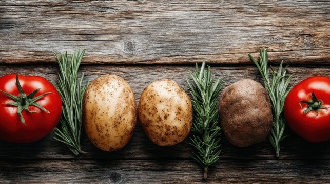 Potatoes and tomatoes assortment fresh assortment of potatoes and tomatoes ideal for culinary creations