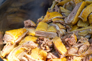 Fresh and delicious boiled duck close-up