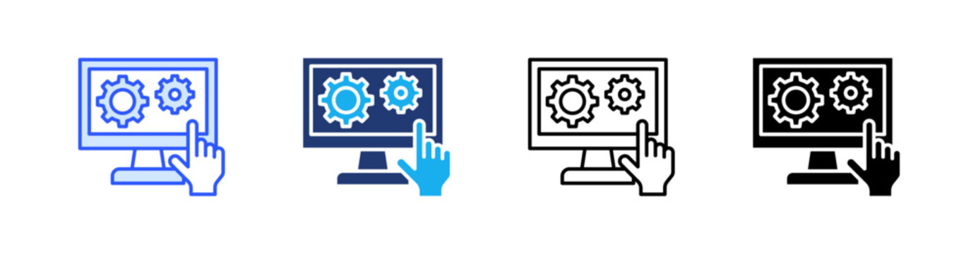 Operating Multiple Style Icon Set Vector 