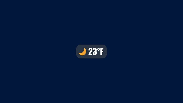 Temperature display with moon phase at night showing 23 degrees Fahrenheit on a dark blue background