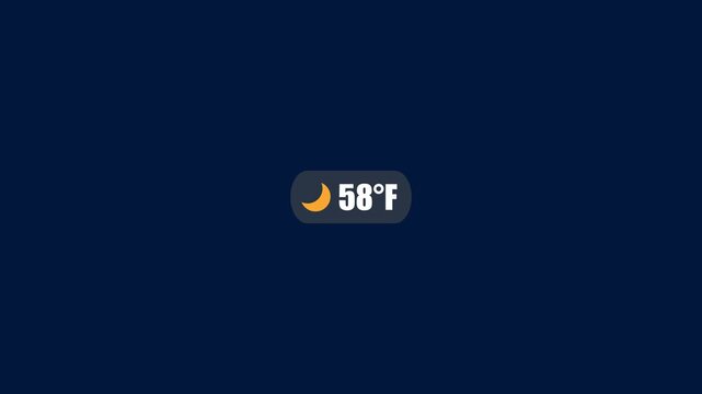 Weather forecast display with temperature and moon phase on dark background temperature display weather widget