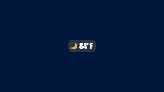 Weather forecast temperature display 84 degrees Fahrenheit at night