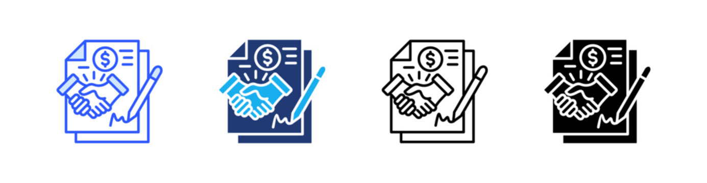 Sponsorship Multiple Style Icon Set Vector 