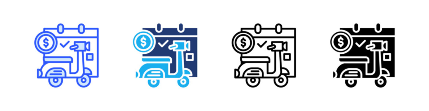Installment Multiple Style Icon Set Vector 