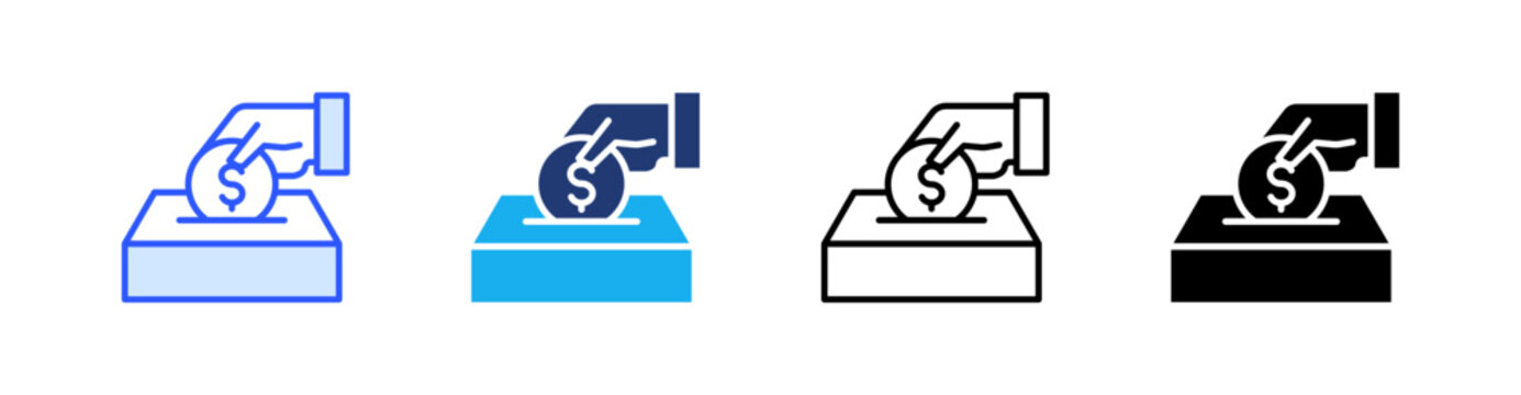 Direct Deposit Multiple Style Icon Set Vector 
