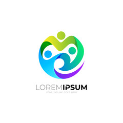 Charity care logo with people design circle, family logos