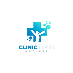 People health logo with simple design template, plus logo and clinic