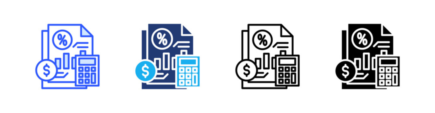 Tax Documents Multiple Style Icon Set Vector 
