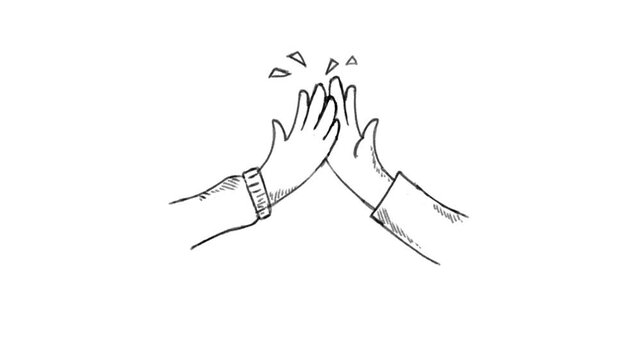 Hand Gestures high five frame by frame stop motion animation on a white and black background, perfect for motion graphics, comics, or energetic