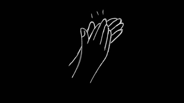 Hand Gestures hand clapping frame by frame stop motion animation on a white and black background, perfect for motion graphics, comics, or energetic.
