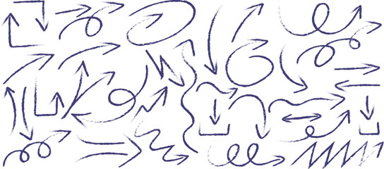 Hand drawn arrow icons collection sketch style vector illustration set, doodle direction symbol design