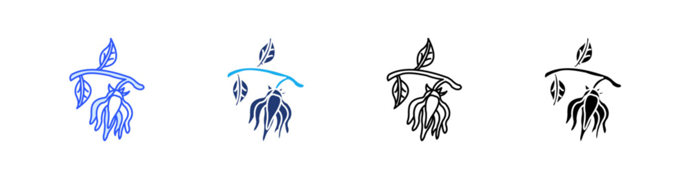 Ylang-Ylang Multiple Style Icon Set Vector 