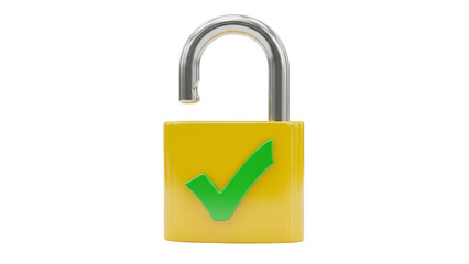 Yellow Padlock with Green Checkmark