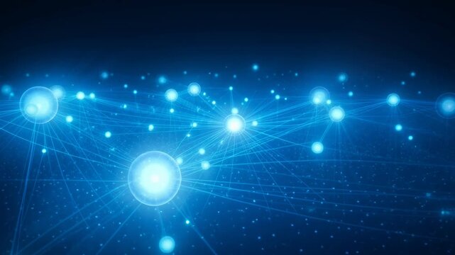 Digital Network: A luminous network of interconnected nodes glows against a dark backdrop, symbolizing the complex web of digital connections that define our modern world.