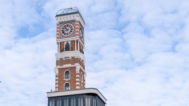 Shiroi Koibito Park mechanical clock tower at the Ishiya Chocolate Factory in Sapporo, Hokkaido, Japan