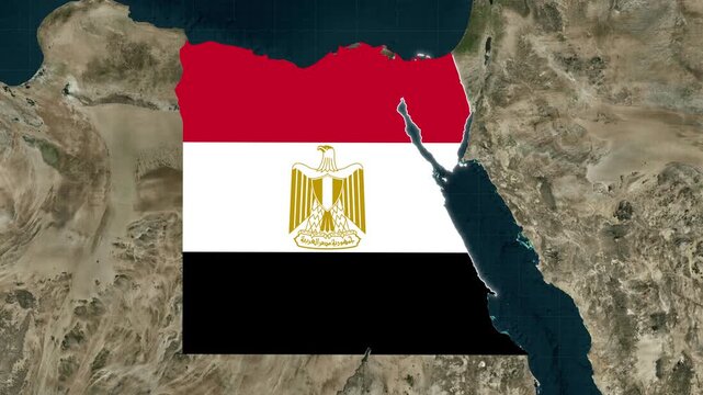 Egypt Map With Flag Colors Overlay Animation