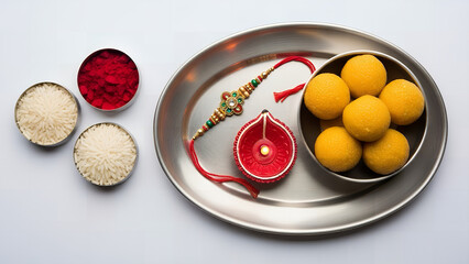 Raksha Bandhan celebration with traditional sweets and rakhi