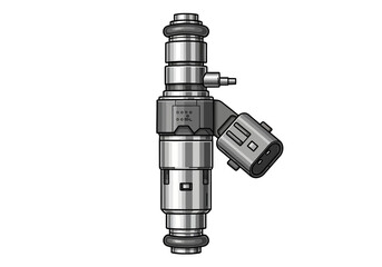 Detailed illustration of a mechanical valve system component with pipes and fittings in a technical setup viewed from the side