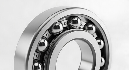 Close-up of a sleek ball bearing with shiny metal balls