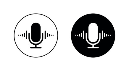 Microphone Sound Wave Icon Podcast Recording Symbol Black Circle Vector © MD SADIKIN ISLAM