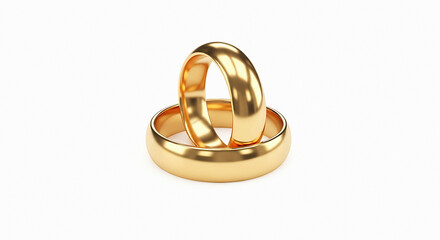 Two gold wedding rings intertwined symbolizing eternal love and commitment