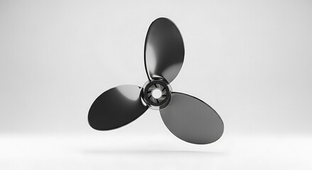 Sleek modern propeller spinning on white background