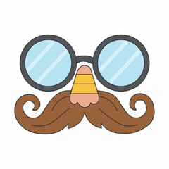 Classic Disguise Mask with Round Glasses Large Brown Mustache and Fake Nose