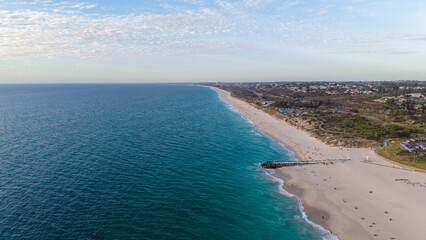 Aerial view of City Beach in Perth Western Australia at sunset