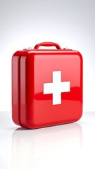 Obraz premium A red first aid kit with a white cross (1)