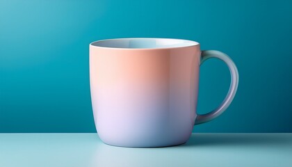 Pastel Gradient Cup With Smooth Texture Against A Soft Blue Background
